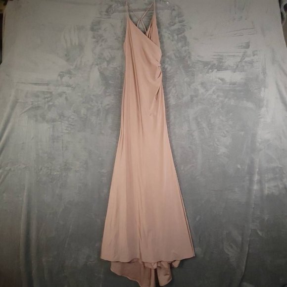 La Femme Womens Formal Gown Dress Pink Maxi‎ High Low Strappy Open Back 2 New - Picture 1 of 9